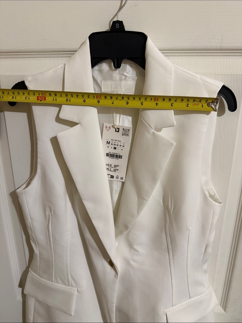 Zara White Sleeveless Blazer Vest with Notched Lapel - Picture 6 of 9